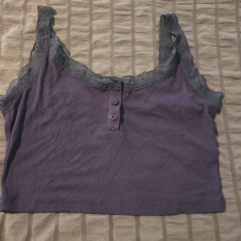 Purple Lace Trim Tank Top